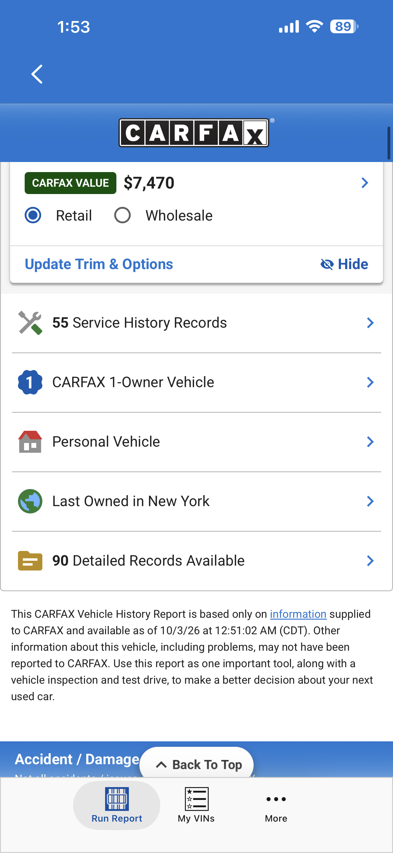 Captura CARFAX del Honda Element 2008, imagen 2